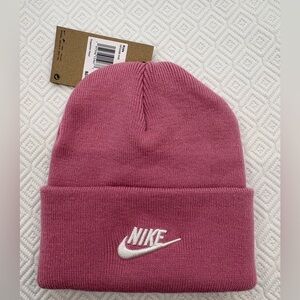 Nike Kids Pink Knit Beanie with Embroidered White Swoosh